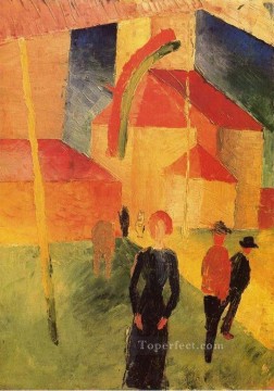 Expresionismo Painting - Iglesia con Banderas Expresionismo